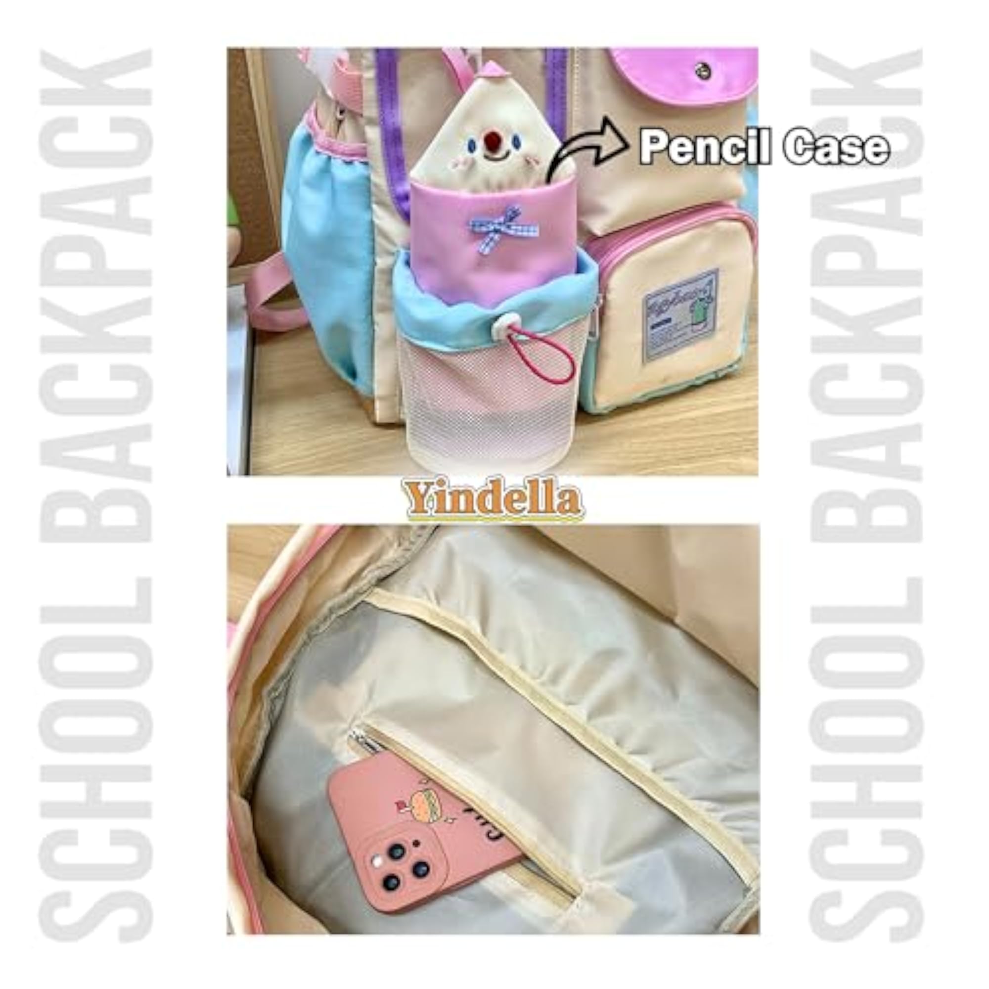 Large Capacity Pastel Color School Backpack for Girls & Teens