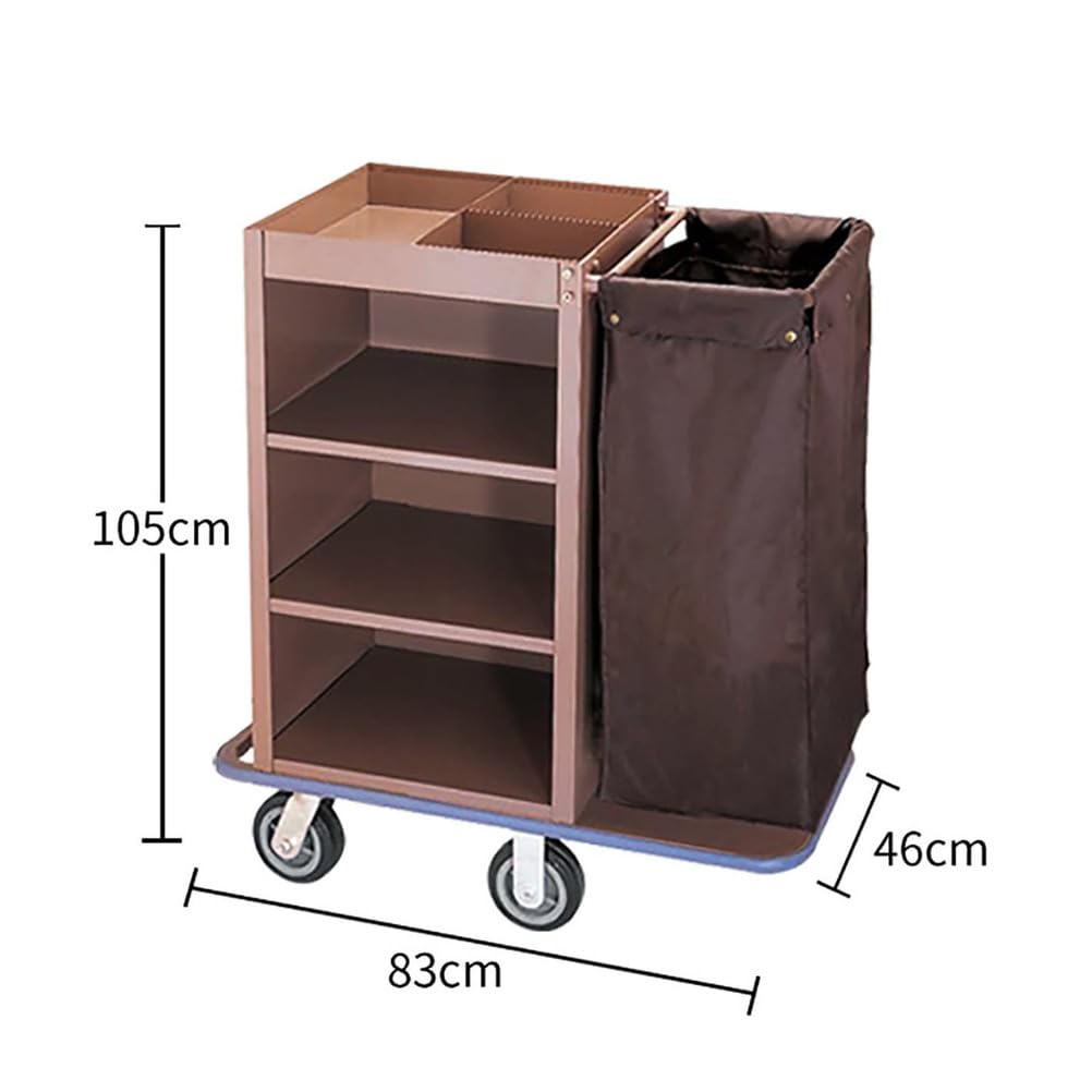 Carrello per Pulizie con Ruot, Carrello per Biancheria Sporca Hotel, Carrello Pulizie 3 Ripiani con Ruote e Borsa Integrata, per Pulizie Commerciali/Domestiche