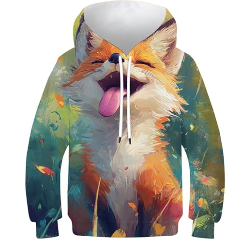 Sweat à capuche renard joyeux idéal pour le collège et les sorties