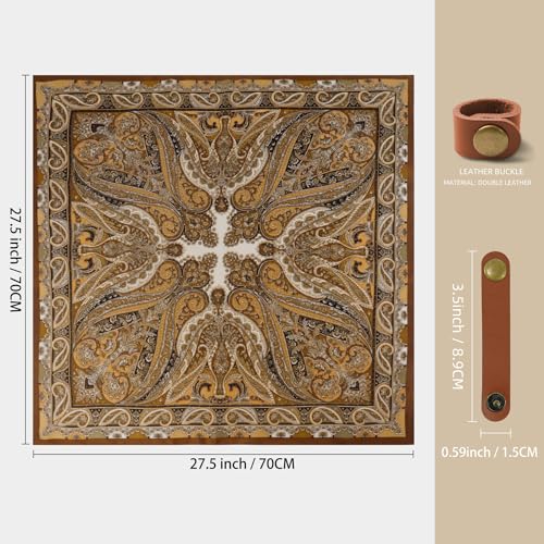 Image of 27.5 Inches Square Silk Feeling Neck Scarf for Men Necktie Silk Bandanas Pocket Square Cowboy Scarves