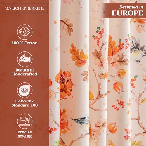 Image of Maison d' Hermine Curtains for Living Room 100% Cotton 96 inch Length One Panel Light Filtering Curtains for Windows with Rod and Loop Pockets Spring Summer (Kelim - Prairie, 50 inch W x 96 inch L)