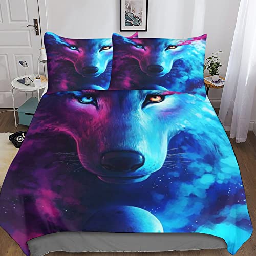 Loup 3D parures de lit housse de couette microfibre adulte
