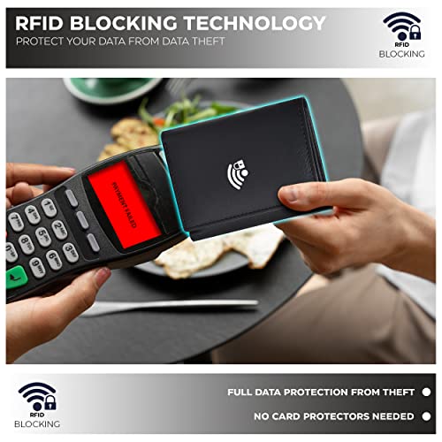 Real Leather Trifold Wallet For Men - Rfid Blocking Slim Minimalist Tri Fold Wallets Credit Card Holder For Christmas Gift #TOP2
