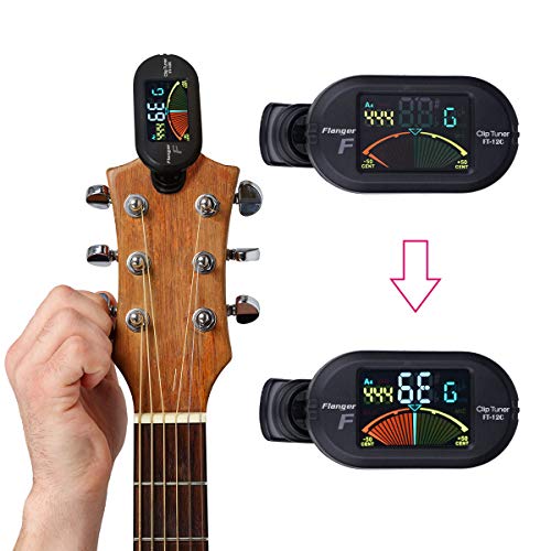Guitar Tuner Capo Set, Clip on Digital Electronic Tuner for Guitar with Guitar Capo