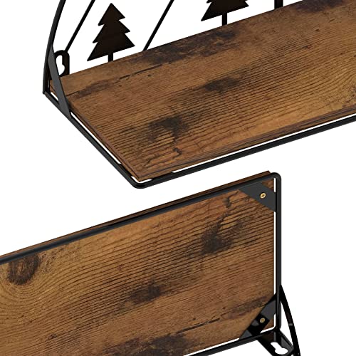 Rempry Floating Shelves For Wall With Unique Mountain Landscape Decor Set Of 2, Half Round Rustic Storage Wall Shelf For Bathroom Nursery Bedroom Kitchen, Black #TOP4