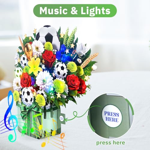 Image of APOTODITO Soccer Birthday Card for Men with Music & Lights, 3D Pop Up Football Gift for Soccer Fans, Dad, Husband, Boyfriend and Boys