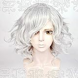LCNING Anime Fate Grand Order FGO Edmond Dantes Cosplay Wigs Silvery Heat Resistant Curly Synthetic Hair Wig + Wig Cap