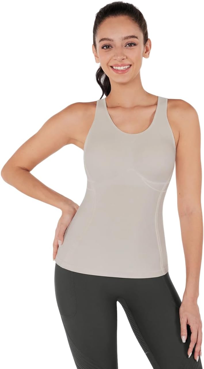 Fanka Body Sculpt Long Bra Tank Tops for Women with Light Support Removable Pads Seamless Contours