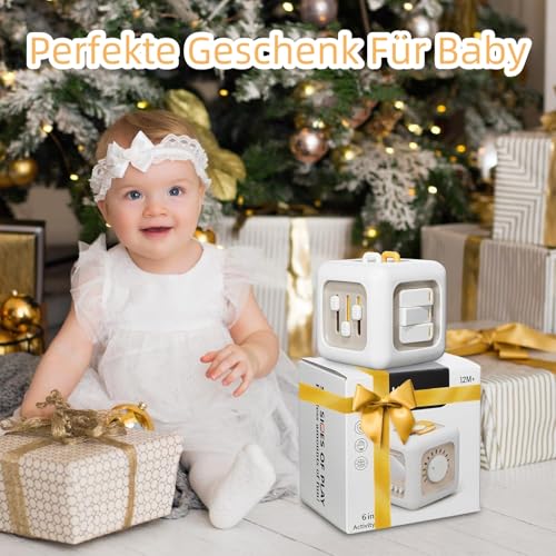 VORENUS Baby Spielzeug ab 1 Jahr, Montessori Spielzeug für 12-24 Monate, 6 in 1 Baby Motorikwürfel Motorikspielzeug, Montessori Sensorik Spielzeug für Kleinkinder Jungen Mädchen 1-3 Jahr