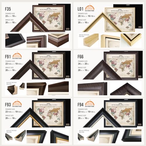 Image of DECORARTS - Personalized World Travel Map with Pins, Custom Name, Pin Board Canvas Wall Art, Soft Vintage Pastel World Decor, Optional Wood Frame, Giclee Print, Handcrafted in USA, 20x16''