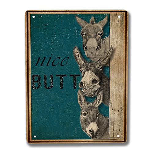 Nice Butt Donkeys Tin Signs Funny Bathroom Sign Restroom Decor Antique Decor Funny Wall Art Funny Vintage Wall Decor Paintings Cute Donkeys Home Bedroom Farmhouse Coffee Bar Bathroom Wall Decor Poster ,12X8 Inches. #TOP2