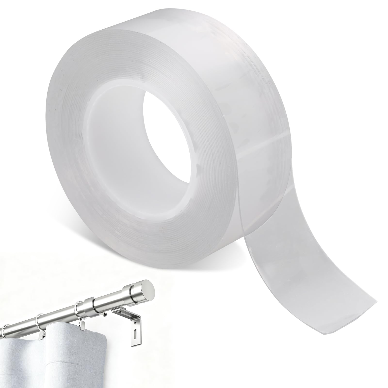 Penitue Curtain Drapery Ring Glide Tape, Glide Header Tape for Curtain Rods Clear Smooth Silent Supply for Drapery Ring Easy Gliding Heading Prevents from Catching on Rods (196in/5m)