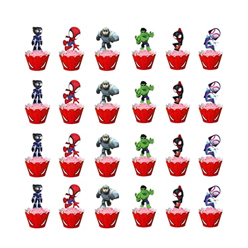 49Pcs Spidey And His Amazing Friends Cake Topper Cupcake Topper Decoration Superhero Birthday Cake Supplies #TOP3