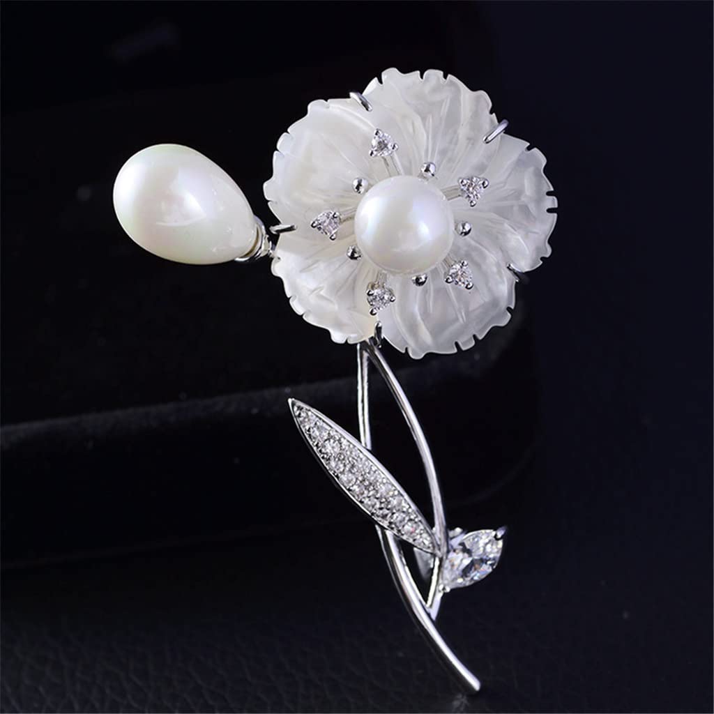 Pin Micro-Embellished Shell Flower Corsage Accessory