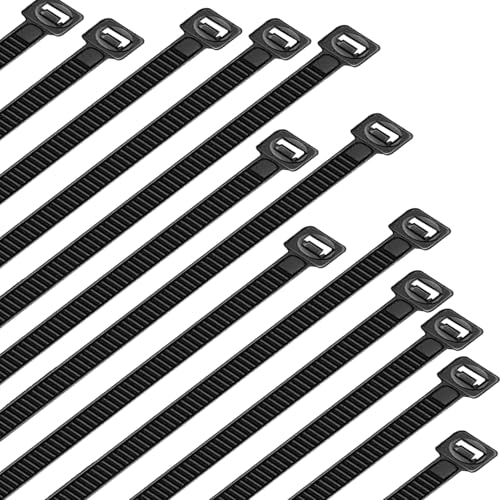 30Pcs Cable Zip Ties 450mm x 4.8mm / 18 x 0.19 Inch Self-Locking Nylon Tie 50LBS Tensile Strength Wraps Cord Management Plastic Heavy Long Wire Toes for Home Office Garden Outdoor Black 45cm x 0.48cm