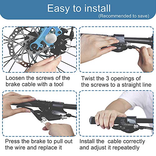 Wstpo 10PCS Bike Brake Cable, Premium Bicycle Brake Cables Bicycle Brake Line with Complete Spare Parts, Including 10 End Caps and 10 End Ferrule, Employed to Mountain or Road Bike