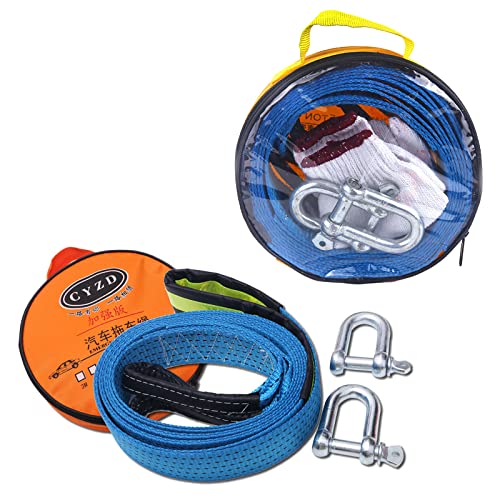 jeseny 1 Pack Car Tow Rope, Super Heavy-Duty 8T Nylon Outdoor Emergency Rescue Rope, 16.4Ft Night Fluorescence Car Tow Strap Duty, Suitable for Various Vehicles Heavy Duty Emergency Towing (Blue)