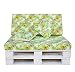 TIENDA EURASIA® Cojín para Palet 4 Piezas - Diseños Tropicales - Funda de Tela Lavable y Relleno de Espuma de 11 cm - Ideal para Terraza y Jardín (Tropical 4)