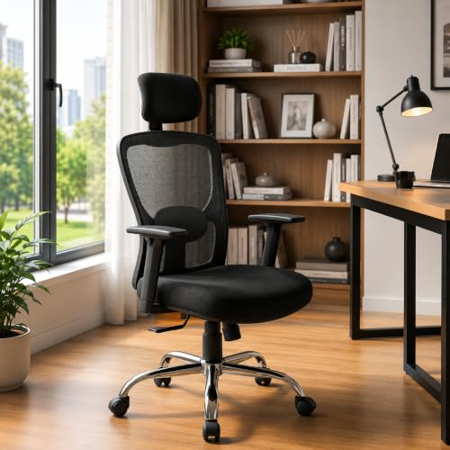 Image of Make My Chairs Jazen Plus 2026 | Ergonomic Mesh Office Chair for Work| 5 Years Warranty |Synchro Tilt Recline Mechanism | Adjustable Armrest | 2D Adjustable Lumbar | High Back