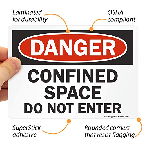 Etiqueta Danger Confined Space Do Not Enter de alta visibilidad, pack de 4 3