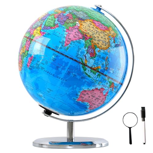 Interactive LED Globe for Children with Phone APP 9 Inch Diameter USB Rechargeable Educational World Globe with Rotating Stand Writable Surface for Kids Learning