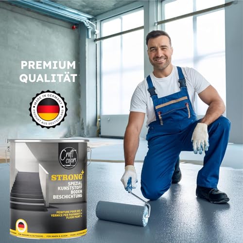 Craft Colors STRONG+ Special Kunststoffboden-Beschichtung (5L) Anthrazit Bodenfarbe, Trittfest, Stoßfest und Abriebfest für Innen- und Außenbereiche, Estrichfarbe, Farbe Kellerboden