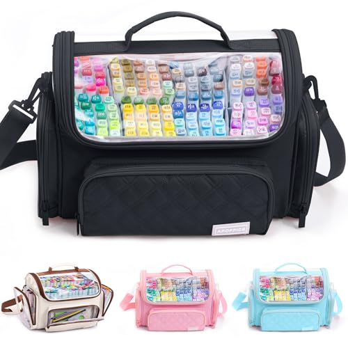 APOFFICE Large Marker Organizer Case Holds 200-300 Markers | Art Marker Storage Bag with Removable Dividers & Clear Top for Artists Crafters & Travel - Pen Pencil Alcohol Marker Holder - Art Supply