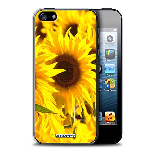 Custodia/Cover Rigide/Prottetiva STUFF4 stampata con il disegno Fiori del giardino floreale per Apple iPhone 5/5S - Girasoli