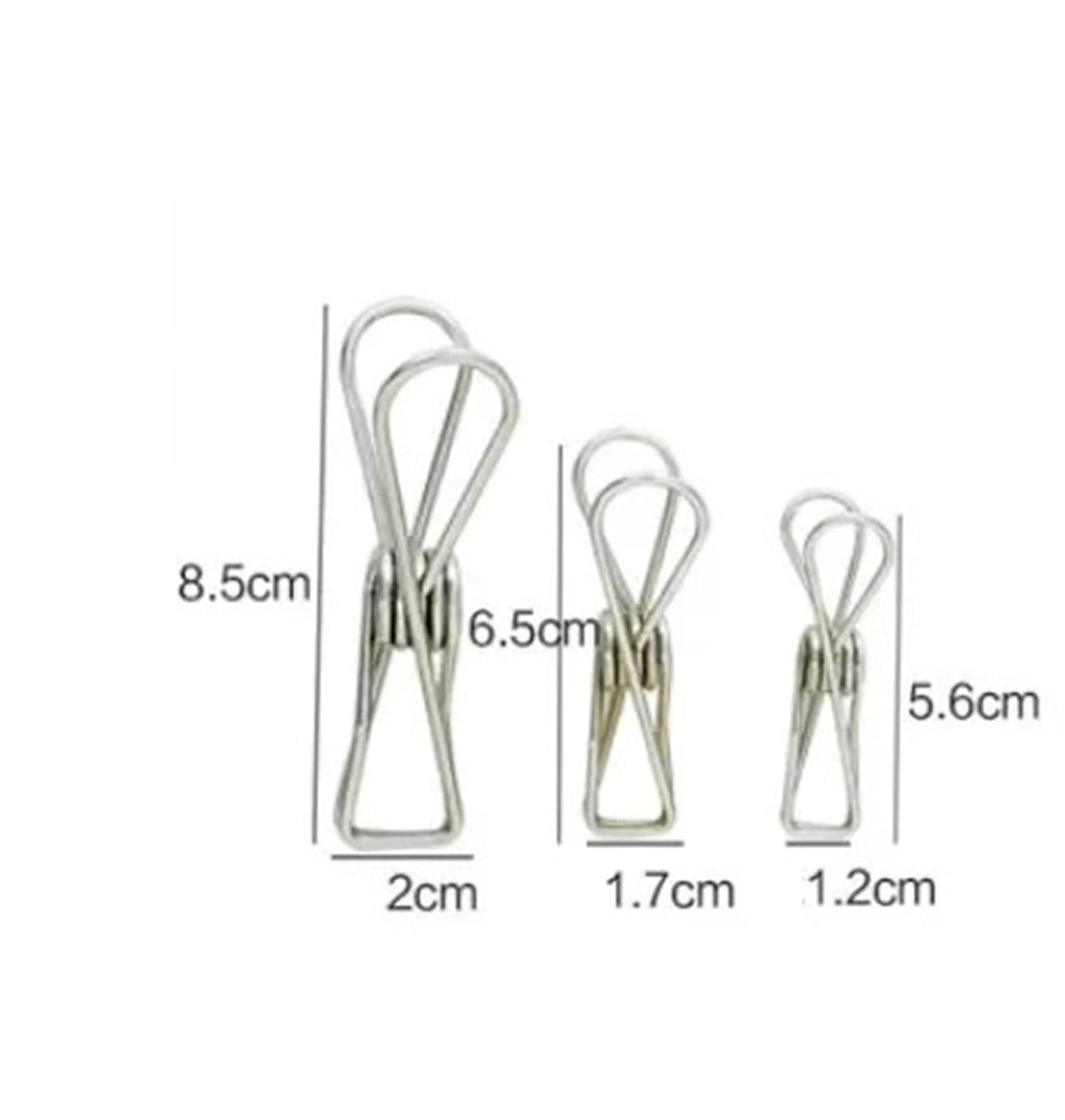 50 Stück 5,2 cm/6,8 cm/8, cm Edelstahl-Clips Wäscheklammern Klammern Halter Kleidung Klemmen Verschlussclip Haushaltswäscheklammer für Kleidung(8.2cm)