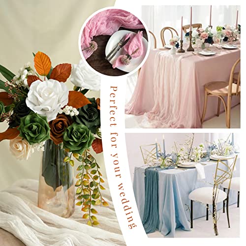 12 Pack Cheesecloth Table Runner 35 X 120 Inch Long Boho Cheese Cloth Gauze Table Runners Semi Sheer Table Runner For Wedding Decor, Bridal Shower, Birthday Party (Dusty Sage Green) #TOP5