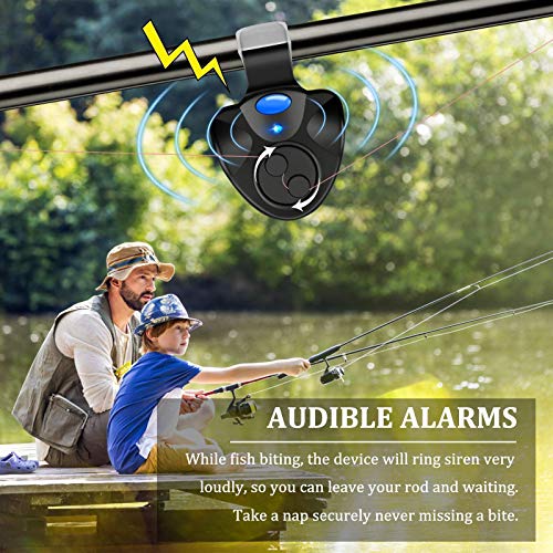 8 Pcs Fishing Bite Alarm, Electronic Led Indicator Light Fishing Bite Alert With Adjustable Sound Volume & Sensitivity Switch, Clip On Fish Rod Bait For Daytime/Night Carp Fishing Outdoor #TOP1