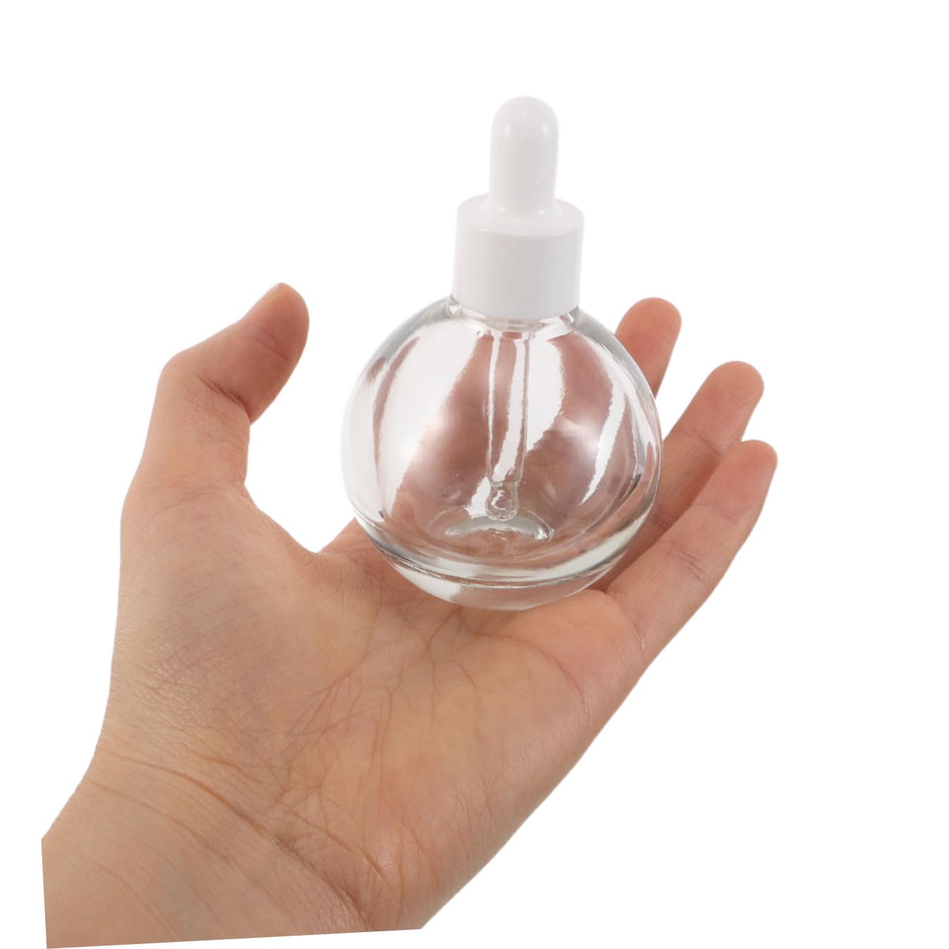 12 Szt. Sztuk Szklanych Butelek z Kroplomierzem Do Olejków Eterycznych Przezroczyste Okrągłe Płaskie Flakony z Białym Uszczelnieniem Szczelne i Trwałe Do Perfum Serum i Próbek