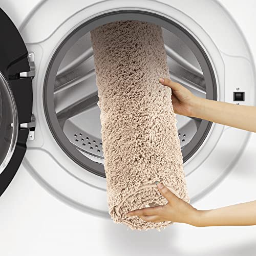 Image of Obsessions Ultra-Absorbent Quick-Dry Bath Runner | 1400 GSM Polyester | Soft, Non-Slip & Fast-Drying Bathroom Rug for Safety & Comfort | 60 x 150 cm | Light Beige