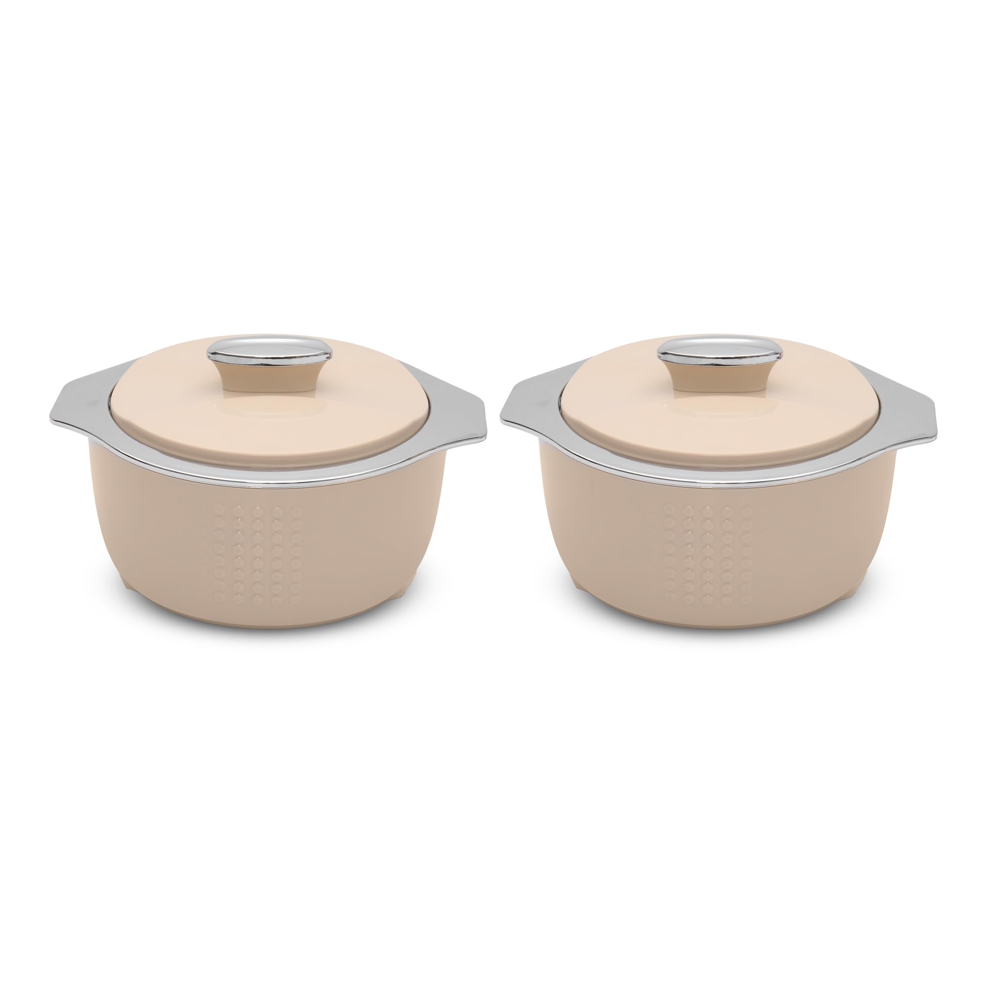 JAYPEE FINE DINE Inner Stainless Steel Casserole Twin Set of 2, 1000ml, BPA Free Insulated casserole Set |Sabji Container |Small Chapati Box |Food Grade Serving Set, Coffee 3