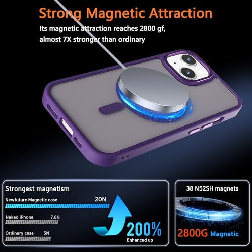 Image of Magnetic iPhone 13 mini case,Compatible with Magsafe, Military-Grade Protection,Slim Translucent Matte Shockproof with Anti-Scratch Anti-Fingerprint Phone Cover (deep Purple, iPhone 13mini)