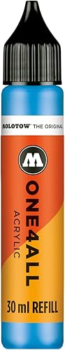 MOLOTOW ONE4ALL - Recambio de pintura acrílica, para marcador de pintura ONE4ALL, color azul choque medio, botella de 1.0 fl oz, 1 unidad (693.161)