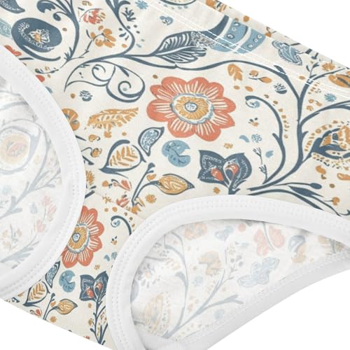 ZZKKO Vintage Floral Paisley Pattern Girls Underwear Toddler Panties for Girls Comfort Brief Size 2-8T3