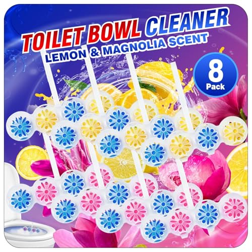 Scent-Hi WC Antical Acción Colgadores- Fragancias Limón & Magnolia, 8 Suspensiones, Instalación Fácil, Mantiene la Higiene del WC