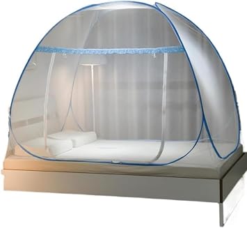Mosquito Net, Large, Bottomed, One-Touch, Charging Cable Hole, Entrance Place, Mosquito Net, Insect Repellent, Foldable, 35.4 x 74.8 inches 90 x 190 cm