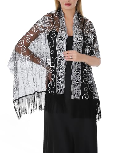 Sheer Sequin Floral Shawls and Wraps for Evening Dresses,Women Shawl for Formal Dress,Bridesmaid Gifts2
