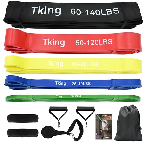 Tking Pull Up Bands Set, 5 Levels Resistance Bands Pull Up for Powerlifting, Muscle Building, Home Gym Workout, Yoga, Stretch Mobility, Pull Up Assistance Bands