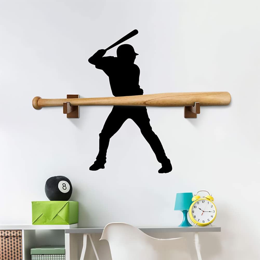 Support de Batte de Baseball, étagère en Bois Marron, Présentoir de Batte de Baseball Suspendu, Massif Fait à la Main, Base-Ball Support Mural pour avec Doublure en Feutre
