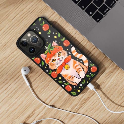 Coque iPhone 15 Pro chat orange CARLOCA en noir transparent 6,1" - 4