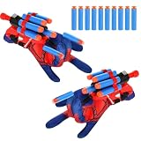 JINCHENG 2 Sets Launcher-Handschuhe, Launcher Handschuhe Spider,Spinne Shooter Handschuhe, Cosplay Glove Launcher，Lernspielzeug Kostüm Requisiten für Kinder Geschenk für Spiderman Fans