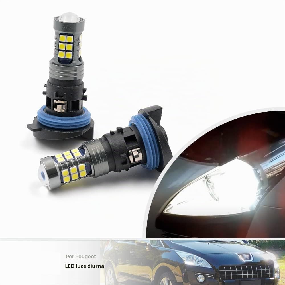 2 lampadine LED DRL per luci di marcia diurna per Peugeot 3008 5008 2009-2016 HP24W Valeo 13625 6216F6 G4 Bianco Xenon Canbus LED DLR City