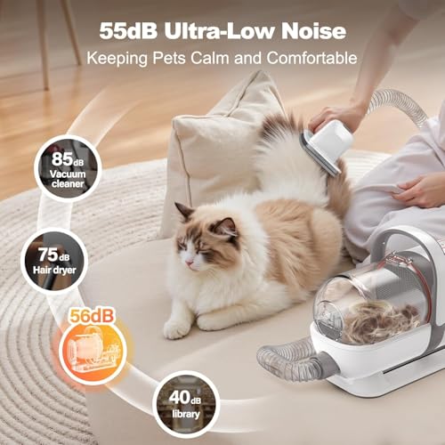 Afloia Dog Grooming Kit with Vacuum, Cat Clippers, Suction 99% Pet Hair, Professional Pet Grooming Kit with 7 Proven Tools for Shedding Grooming, Cat Dog Grooming Vacuum Kit, 1.5L - Image 5