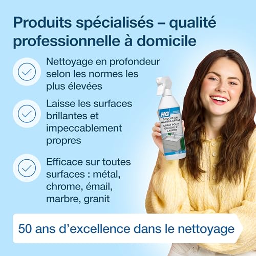 HG Spray Nettoyant pour Salle de Bain, Détachant toutes surfaces et détartrant, Nettoyant universel pour lavabo, baignoire et douche – 500 ml – vue 6
