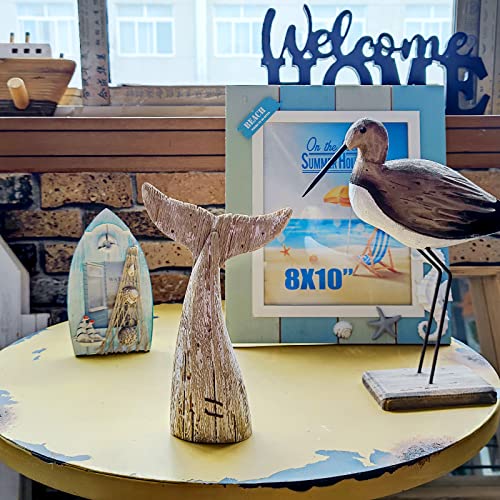 Estatua de cola de ballena de madera y metal 8.5" miniatura 3