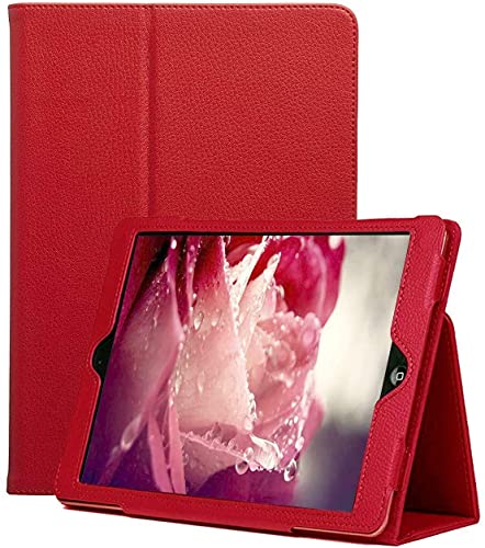 Leather Flip Stand Folio Case Plain Cover for Apple iPad Air 2nd Generation A1566 A1567 (Red)