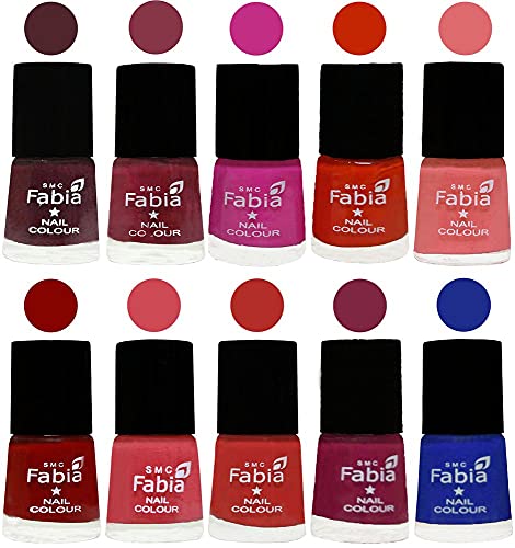 Image of ALL IN ONE (PACK OF 10), Long Lasting Glossy Nail Polish, 6 ml Each, All Vibrant Colours,02276